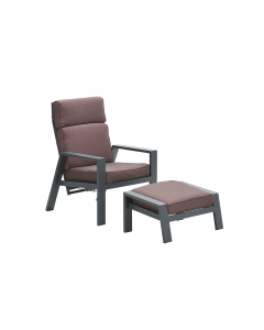 Lora verstelbare loungestoel + voetenbank - koper