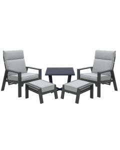Lora loungestoelen incl. voetenbank met Kent bijzettafel 47,5x47,5 - licht grijs