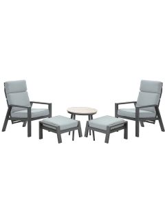 Lora loungestoelen incl. voetenbank met Lucas bijzettafel Ø50 cm - licht grijs
