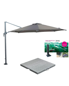 Hawaii M zweefparasol Ø330 cm - donker grijs/donker grijs met 80 kg parasolvoet en parasolhoes
