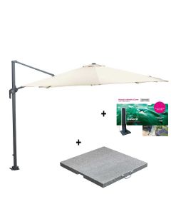 Hawaii M zweefparasol Ø330 cm - donker grijs/ecru met 80 kg parasolvoet en parasolhoes