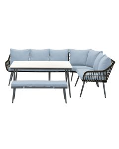 Lucas lounge dining set 6-delig - zwart