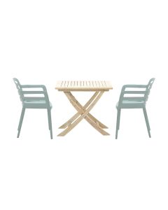 Mira balkonset 3-delig soft groen - Keys vouwtafel 80x80xH72