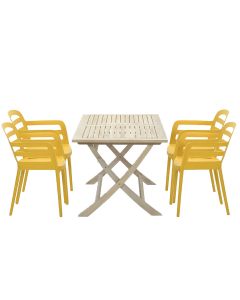Mira tuinset 5-delig oker geel - Keys vouwtafel 140x80xH72