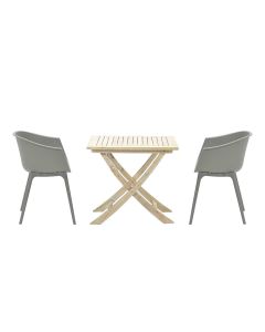 Lexy balkonset 3-delig licht grijs - Keys vouwtafel 80x80xH72