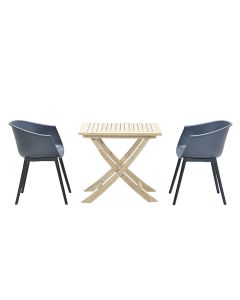 Lexy balkonset 3-delig donker grijs - Keys vouwtafel 80x80xH72