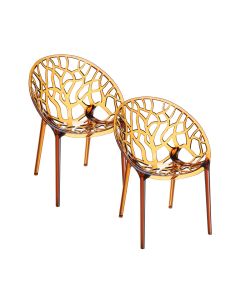Chrystal design tuinstoel amber transparant - 2 stuks