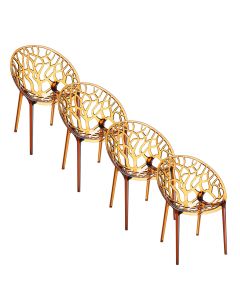 Chrystal design tuinstoel amber transparant - 4 stuks
