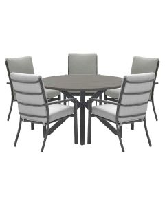 Senja tuinset 6-delig licht grijs - Tulli tuintafel Ø148x75 cm grey teak look