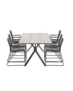 Mason tuinset 7-delig zwart - Robin tuintafel 220x100 cm