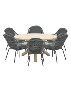 Yima tuinset 7-delig - Texas tuintafel Ø150 x H76 cm - acacia