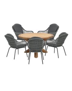 Yima tuinset 6-delig - Elvira tuintafel Ø140 cm