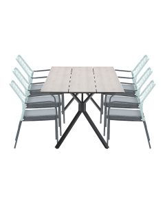 Ross tuinset 7-delig zacht groen - Robin tuintafel 220x100 cm