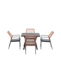 Ross tuinset 5-delig koper - Mina tuintafel 90x90 cm