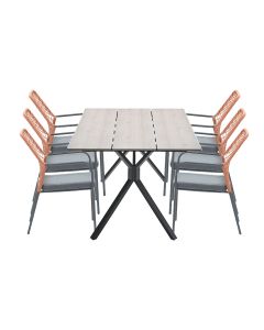 Ross tuinset 7-delig koper - Robin tuintafel 220x100 cm