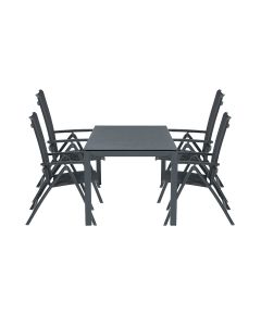 Garden Impressions Santana 5-delig tuinset - Palmas tafel 160x90 cm - donker grijs