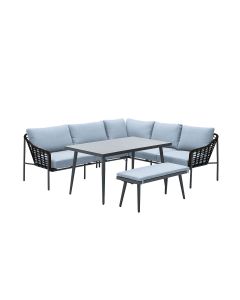 Ashton lounge dining set rechts - zwart rotan