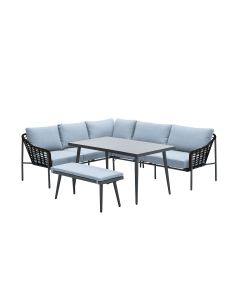 Ashton lounge dining set links - zwart rotan