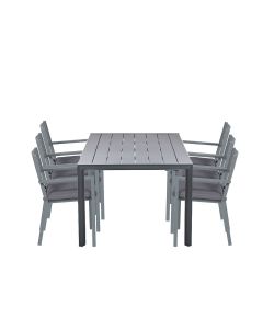 Amarillo tuinset 7-delig donker grijs - Adana tuintafel 220x100 cm