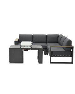 Plaza loungeset 4-delig - donker grijs met Sines vuurtafel