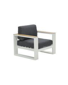 Plaza loungestoel wit - teak look