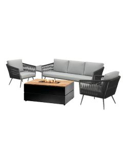 Odessa loungeset licht grijs incl. Cosipure vuurtafel 120 cm