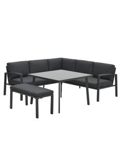 Tropea lounge dining set 5-delig - donker grijs