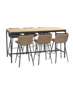 Bohemian tuinbarset 7-delig - Taverne bartafel 200x85 cm