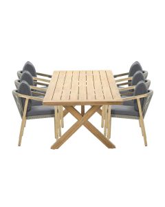 Alora tuinset 7-delig donker grijs - Hurdal tuintafel 240x100