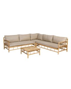 Bamboe loungeset 4-delig - naturel