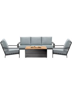 Coba loungeset 4-delig mint grijs incl. Cosipure vuurtafel 120 cm
