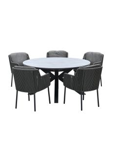 Bernini tuinset 6-delig - Tulli tuintafel Ø148 cm - showroommodel Hardenberg