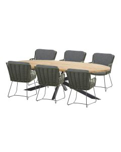 Fabrice tuinset 7-delig groen - Prado tuintafel 240 x 115 cm