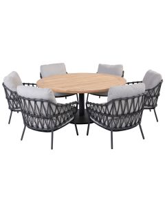 Calpi tuinset 7-delig - Saba tuintafel Ø160 x 69 cm