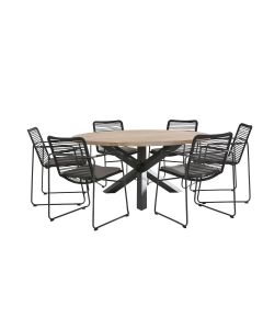 Elba tuinset 7-delig - Louvre tuintafel Ø160 cm