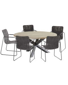 Palma tuinset 6-delig - Louvre tuintafel Ø160 cm
