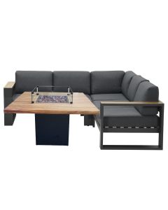 Plaza loungeset 4-delig - donker grijs met Sagres sfeerhaard