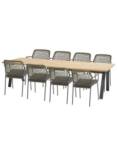 Barista tuinstoel 9 delig groen - Ambassador tuintafel 300x100 cm