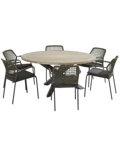 Barista tuinset 7-delig groen - Louvre tuintafel Ø160 cm