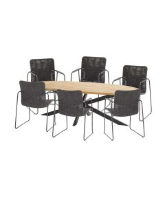 Palma tuinset 7-delig - Prado ovale tuintafel 240x115 cm