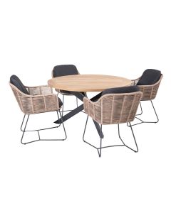 Belmond tuinset 5-delig - Prado tuintafel Ø130 cm