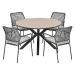 Natas tuinset grijs 5-delig - Tulli tuintafel light teak look Ø122 cm