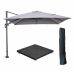 Hawaii zweefparasol 300x300 cm carbon black / licht grijs met 90kg royal antraciet parasolvoet en parasolhoes