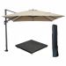 Hawaii zweefparasol 300x300 cm carbon black / taupe met 90kg royal antraciet parasolvoet en parasolhoes