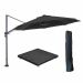 Hawaii zweefparasol Ø350 cm carbon black / zwart met 90kg royal antraciet parasolvoet en parasolhoes