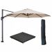Hawaii zweefparasol Ø350 cm carbon black / ecru met 90kg royal antraciet parasolvoet en parasolhoes