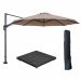 Hawaii zweefparasol Ø350 cm carbon black / taupe met 90kg royal antraciet parasolvoet en parasolhoes