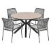 Natas tuinset grijs 5-delig - Tulli tuintafel light teak look Ø122 cm