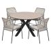 Natas tuinset sand 5-delig - Tulli tuintafel light teak look Ø122 cm