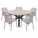 Natas tuinset sand 6-delig - Tulli tuintafel light teak look Ø148 cm